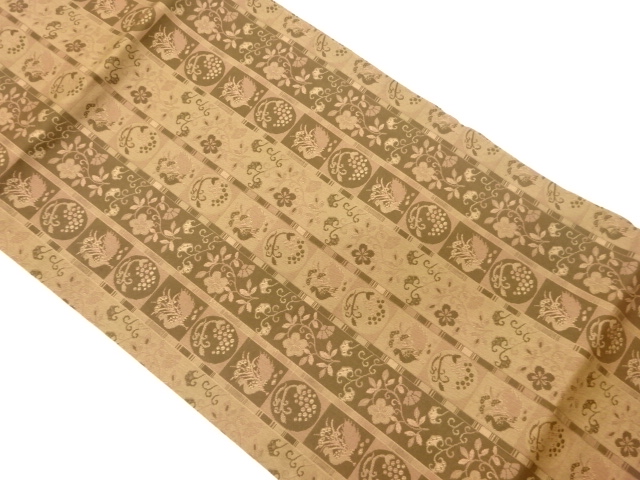 JAPANESE NAGOYA OBI / WOVEN FLOWER ARABESQUE